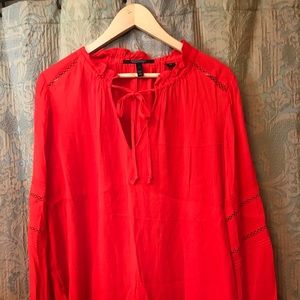 Red/orange blouse with tie detail  size M